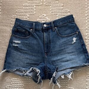 Uniqlo Dark Blue Distressed Jean Shorts